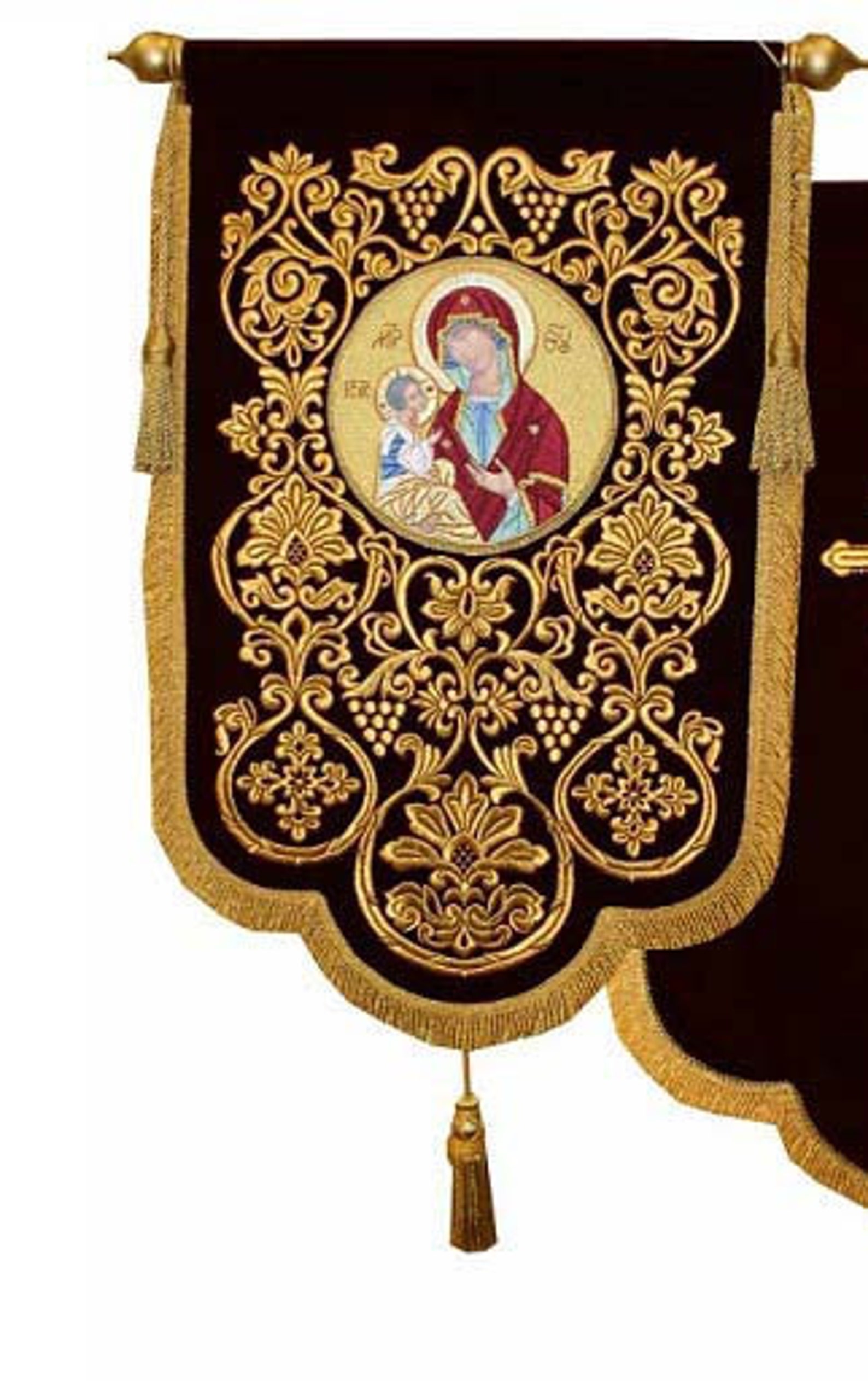 Gonfalon Religious Pennant, Hanging Flag, Banner, Fabric Pendant