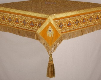 Orthodox tafelkleed, geborduurd religieus altaarkleed, kerkgerei.