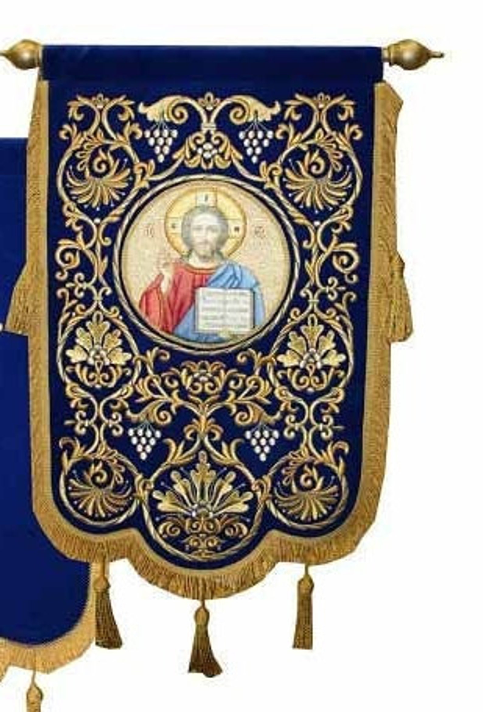 Gonfalon Religious Pennant, Hanging Flag, Banner, Fabric Pendant