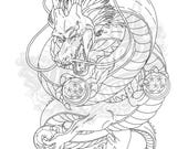 Shenron Dragon Tattoo Stencil | Anime Full Sleeve Design (Digital Download)