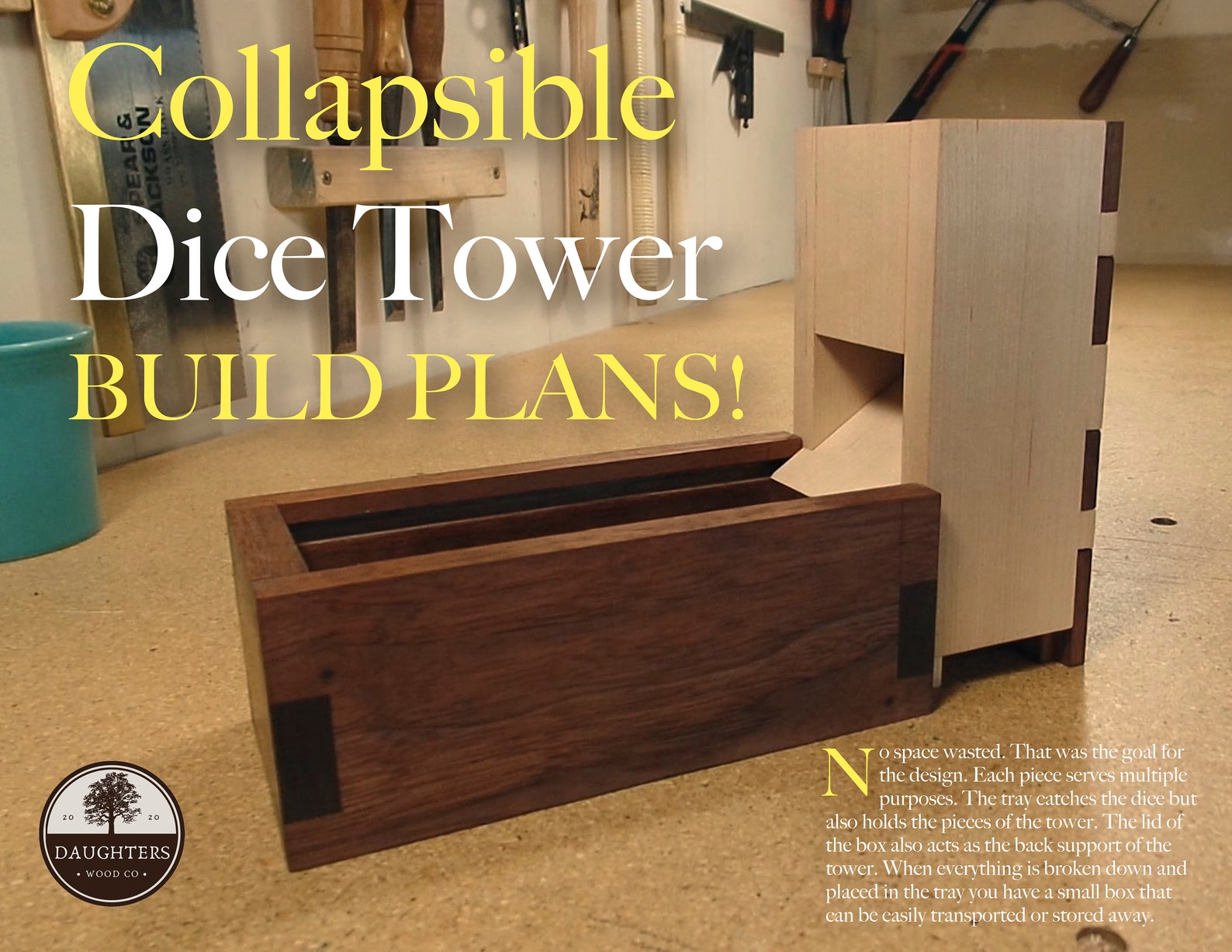Collapsible Wooden Dice Tower Plans STL Files Included for 3d Printing