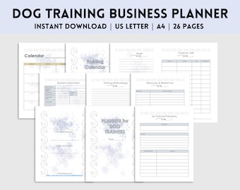 Planificador de negocios de adiestramiento canino / Para propietarios de negocios caninos / Paseadores de perros / Personalice su negocio