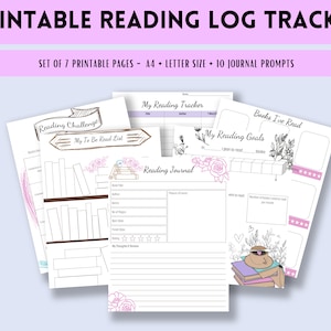 Journal de lecture | Lettre | A4 | PDF imprimable | Encarts de lecture | Invites de journal