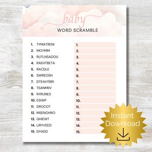 Baby-Wort-Buchstaben-Buchstabenspiel - Lustige Babyparty-Aktivität - Gender Neutral Design