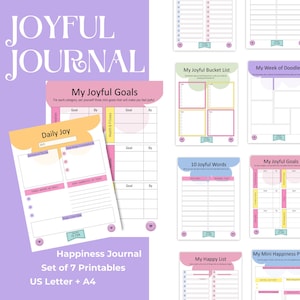 Joyful Journal, Happiness Journal, Workbook, Printable Postivity Sheets