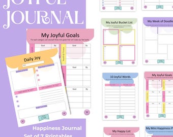Journal joyeux, journal bonheur, cahier d'exercices, feuilles de séropositivité imprimables