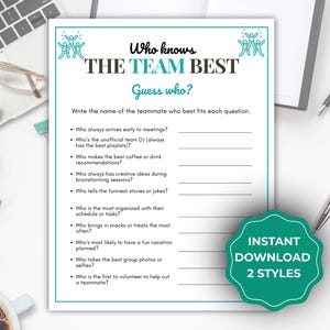 Who Knows The Team Best Game, Team Building Fun, Printable Office Activity, Engaging Quiz for Team Bonding, Coworker Game, Office Worker