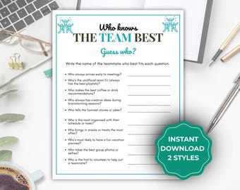 Who Knows The Team Best Game, Team Building Fun, Printable Office Activity, Engaging Quiz for Team Bonding, Coworker Game, Office Worker