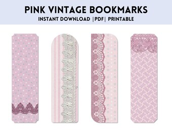 Pink Vintage Bookmarks | Printable | Women | Junk Journal | DIY Book Tag