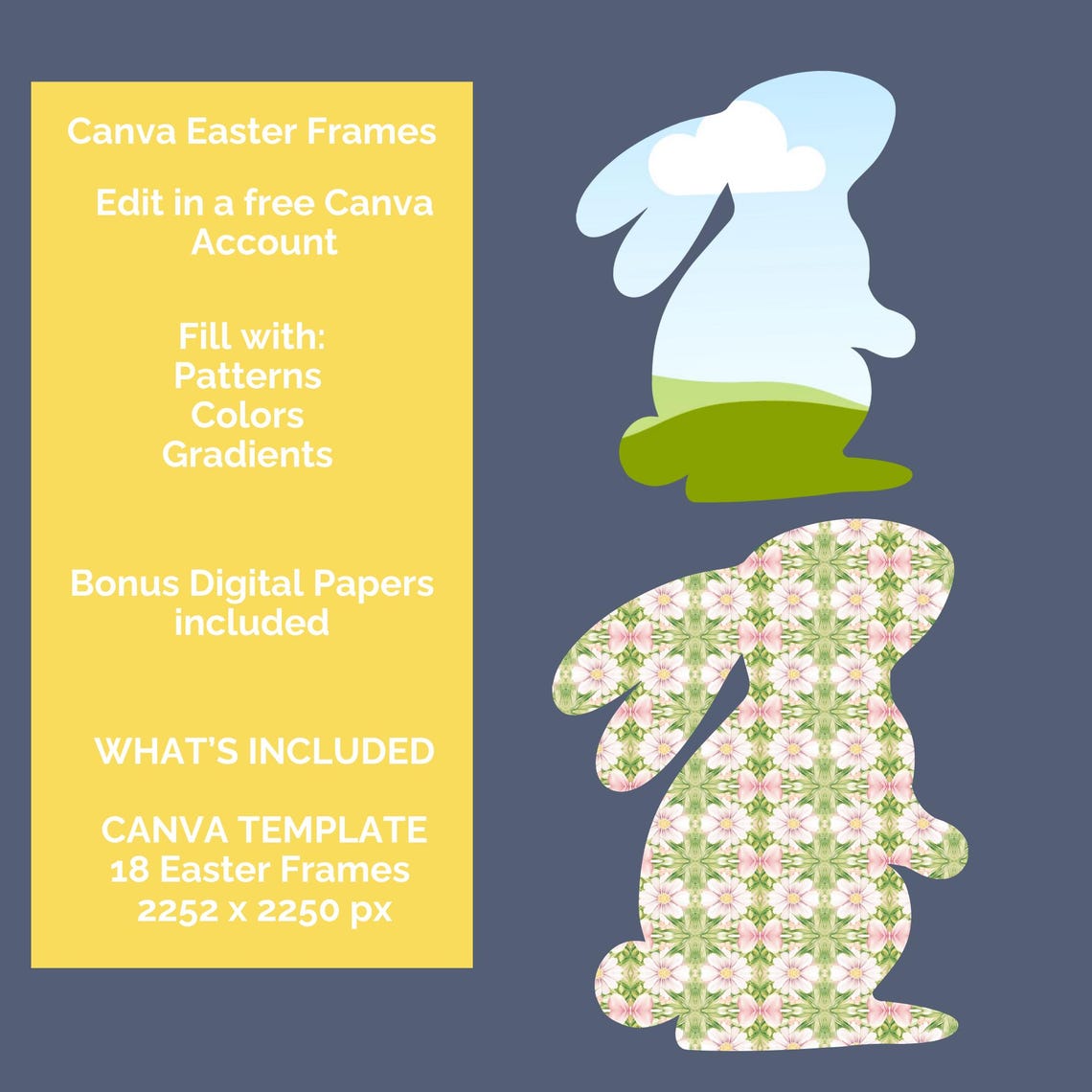18 Easter Canva Frames + 14 Bonus Digital Papers | Editable Canva ...
