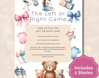 Gioco da sinistra a destra per baby shower - Passa il premio - Gioco di scambio di regali per baby shower - Passa la poesia per baby shower, Design neutro rispetto al genere