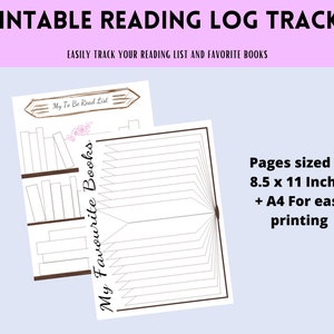 Reading Log Journal |letter | A4 | Printable PDF | Reading Inserts ...