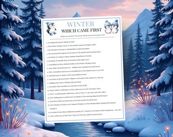 Winter Which Came First Game Printable, Trivia Quiz for Families, Winter Office Party Game, US Letter Size