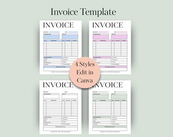 Invoice Template, Editable Canva Form, Small Business, US Letter Size, Custom Billing Form, Minimalist - CT001