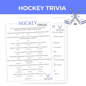Hockey Party Games, Trivia Night for Kids, Fun Printable Sports Quiz ...