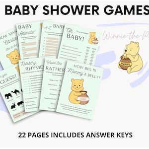Baby Shower Game Bundle, Gender Neutral Imprimable, PDF, Winnie-the-Pooh, Fun Shower Games