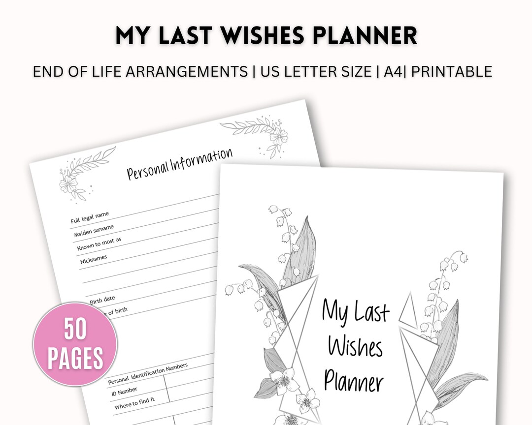 my-last-wishes-planner-estate-planning-funeral-arrangements-printable-important-documents-etsy for Free Five Wishes Printable Document My Last Wishes Planner | Estate Planning | Funeral Arrangements | Printable Important Documents - Etsy for Free Five Wishes Printable Document