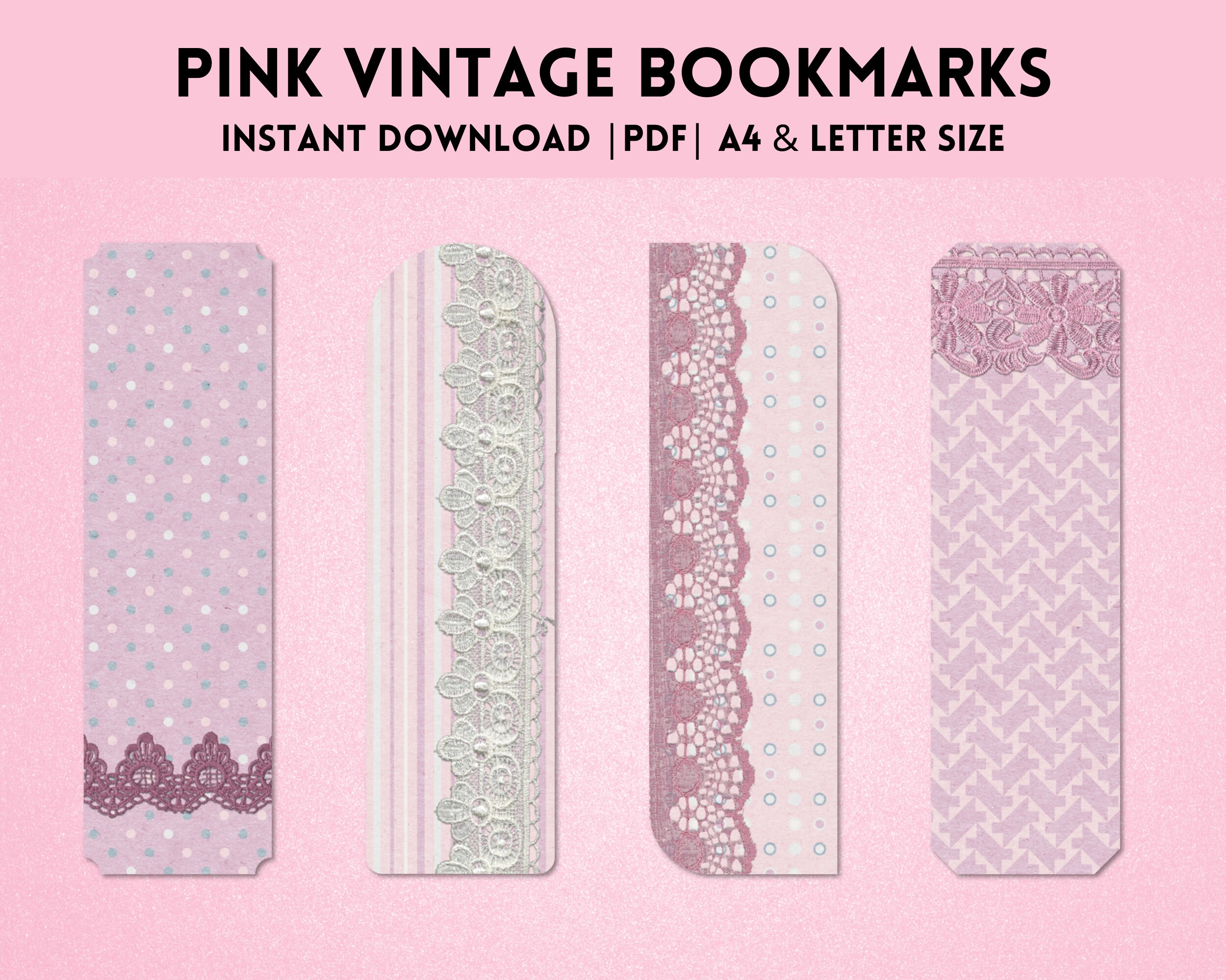 Pink Vintage Bookmarks Printable Women Junk Journal DIY Book Tag - Etsy
