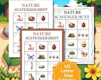 Outdoor Nature Scavenger Hunt for Kids, Nature Treasure Hunt Activity, Printable Camping Game, Family Fun Learning Adventure, Nature Walk