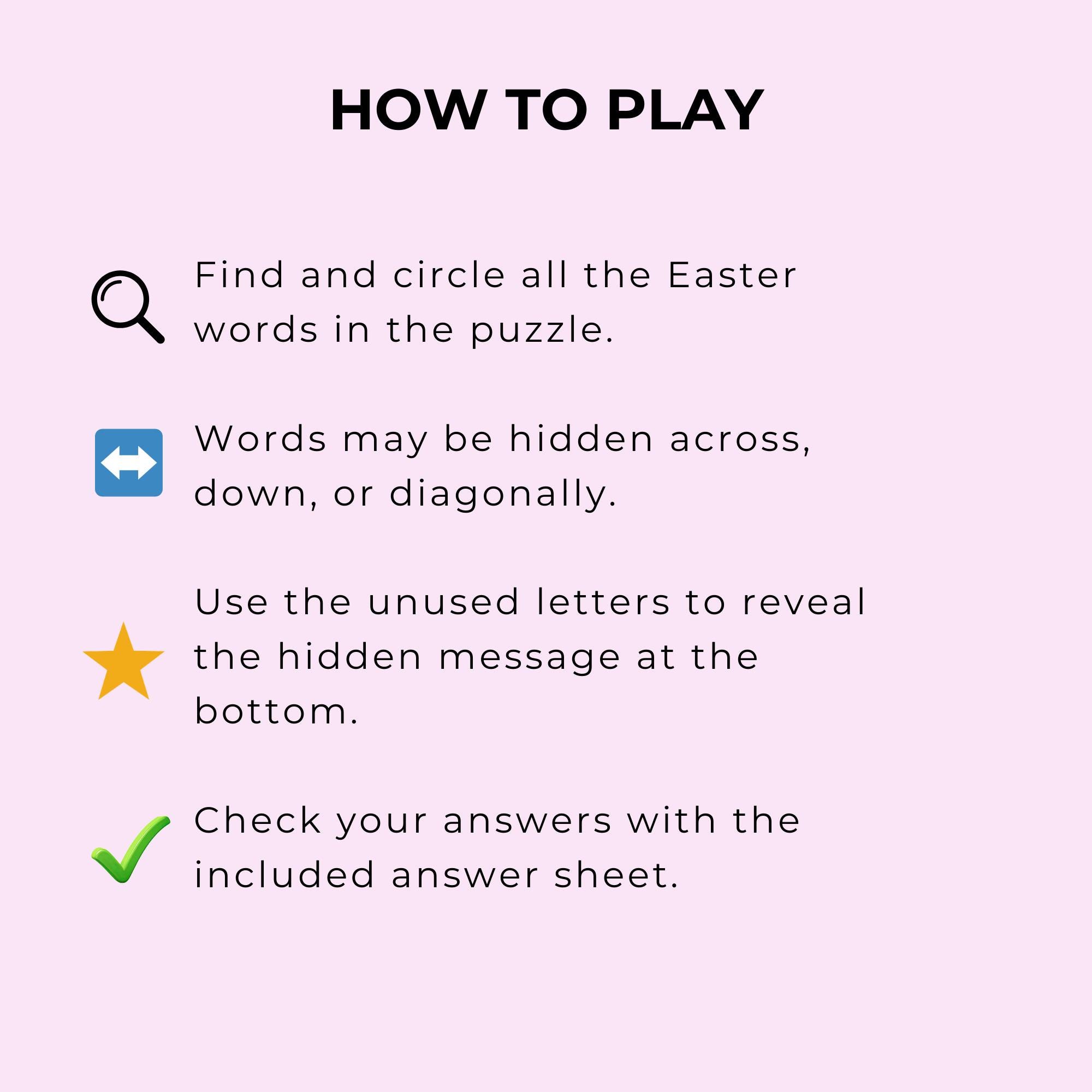Easter Word Search Printable, Hidden Message Puzzle Pack, Kids Easter ...