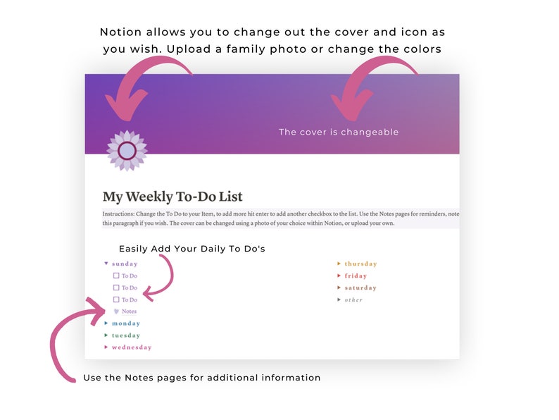 To Do List Notion Template Simple Weekly Layout Etsy To Do List Notion Template Simple Weekly Layout Etsy