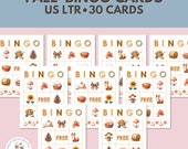 Fall Bingo Cards Printable Kids Game, Fall Bingo Party Activity, Autumn Bingo
