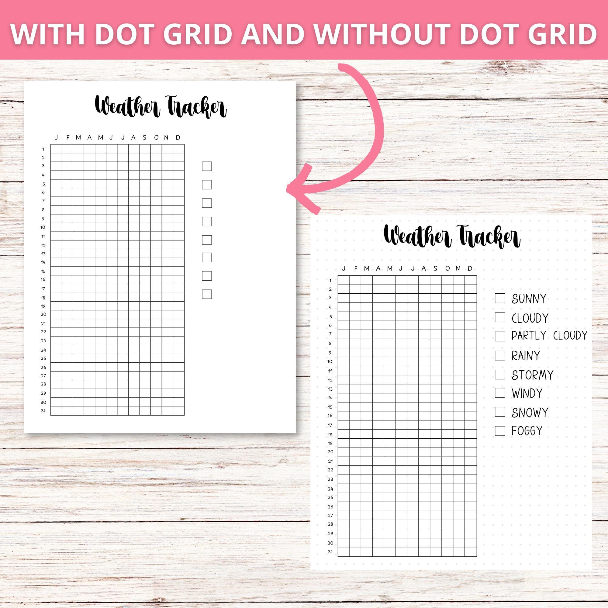 Planner Using Weather Weather Tracker Digital Planner Insert, Printable Planner Pages ...