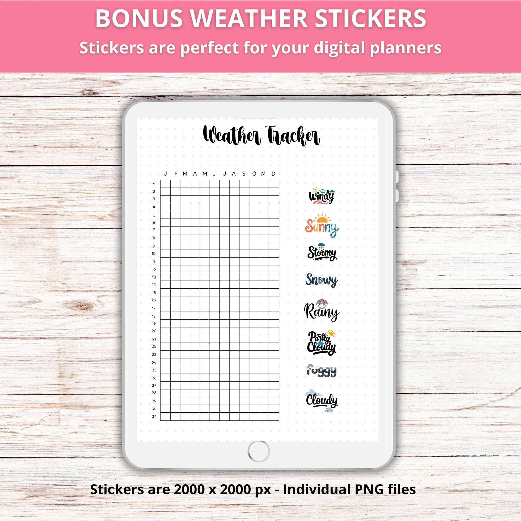 Planner Using Weather Weather Tracker Digital Planner Insert, Printable Planner Pages ...