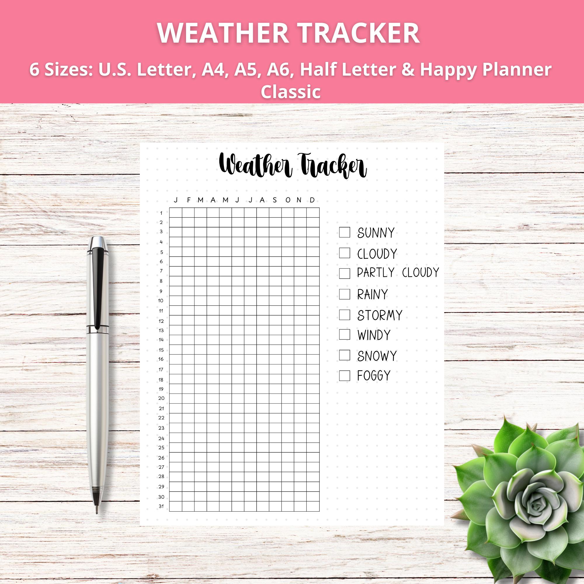 Planner Using Weather Weather Tracker Digital Planner Insert, Printable Planner Pages ...