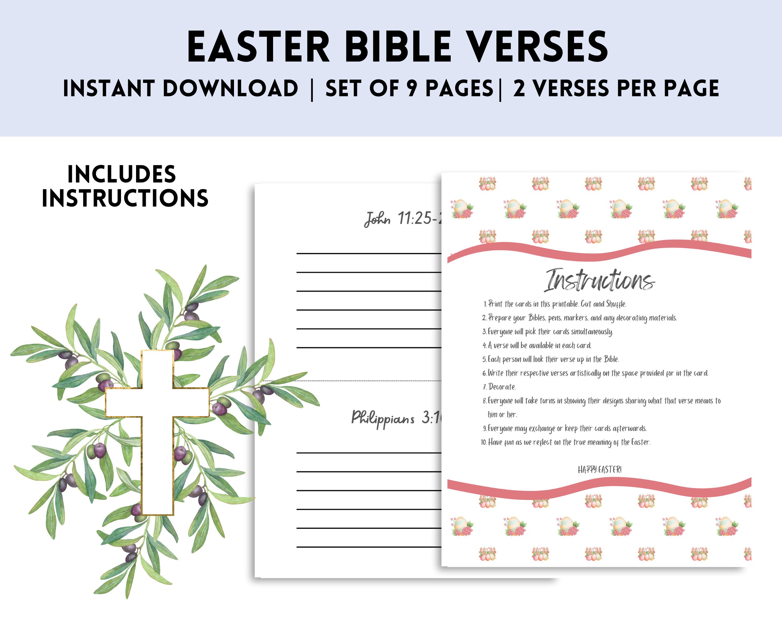 Easter Verses | Religious Printable | Scripture Cards | Prayer - Etsy