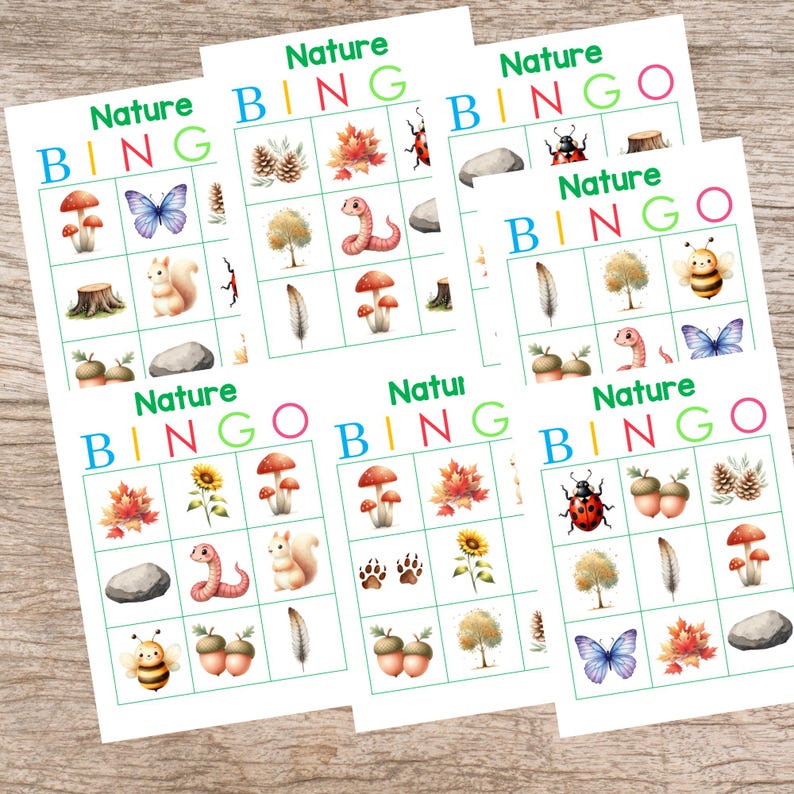 Nature Preschool Bingo Cards for Kids - Printable Outdoor Game, 3 X 3 ...