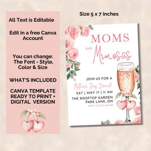 Mother's Day invite 5 x 7 inches, edit in Canva