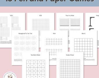 Pen and Paper Printable Games, 15 Printable Travel Games for Kids, Family Activity Games, Instant Download Games, Printable PDF