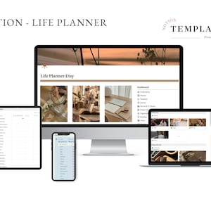 Notion Life Planner Dashboard, Aesthetic Notion Planner, All in One Planner, Editable Template