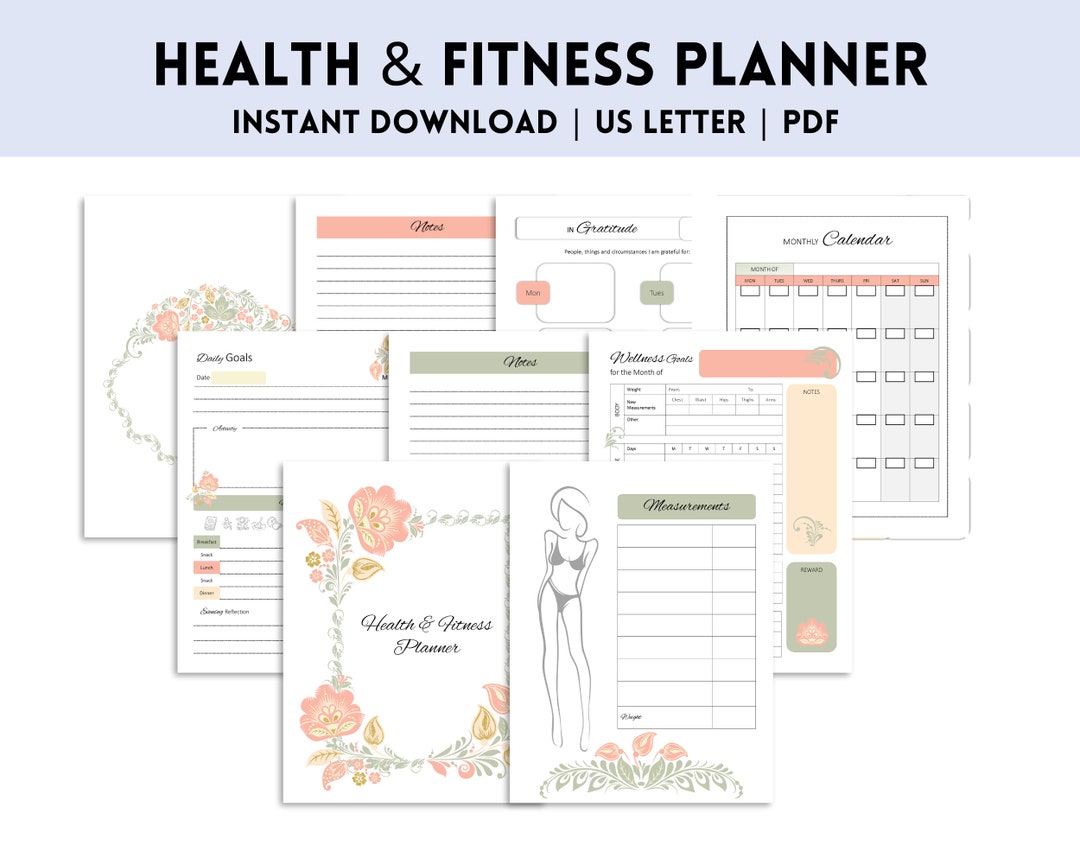 Health and Fitness Planner | Printable PDF | Trackers for Healthy ...