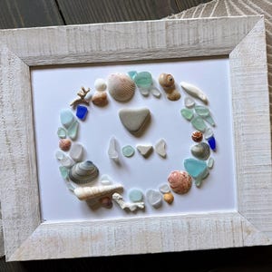 Sea Glass Art, Genuine Sea Glass Framed Art Picture, Original Art, Sea Glass Art Gift, Mixed Media Art, sea glass love art, Beach House Art