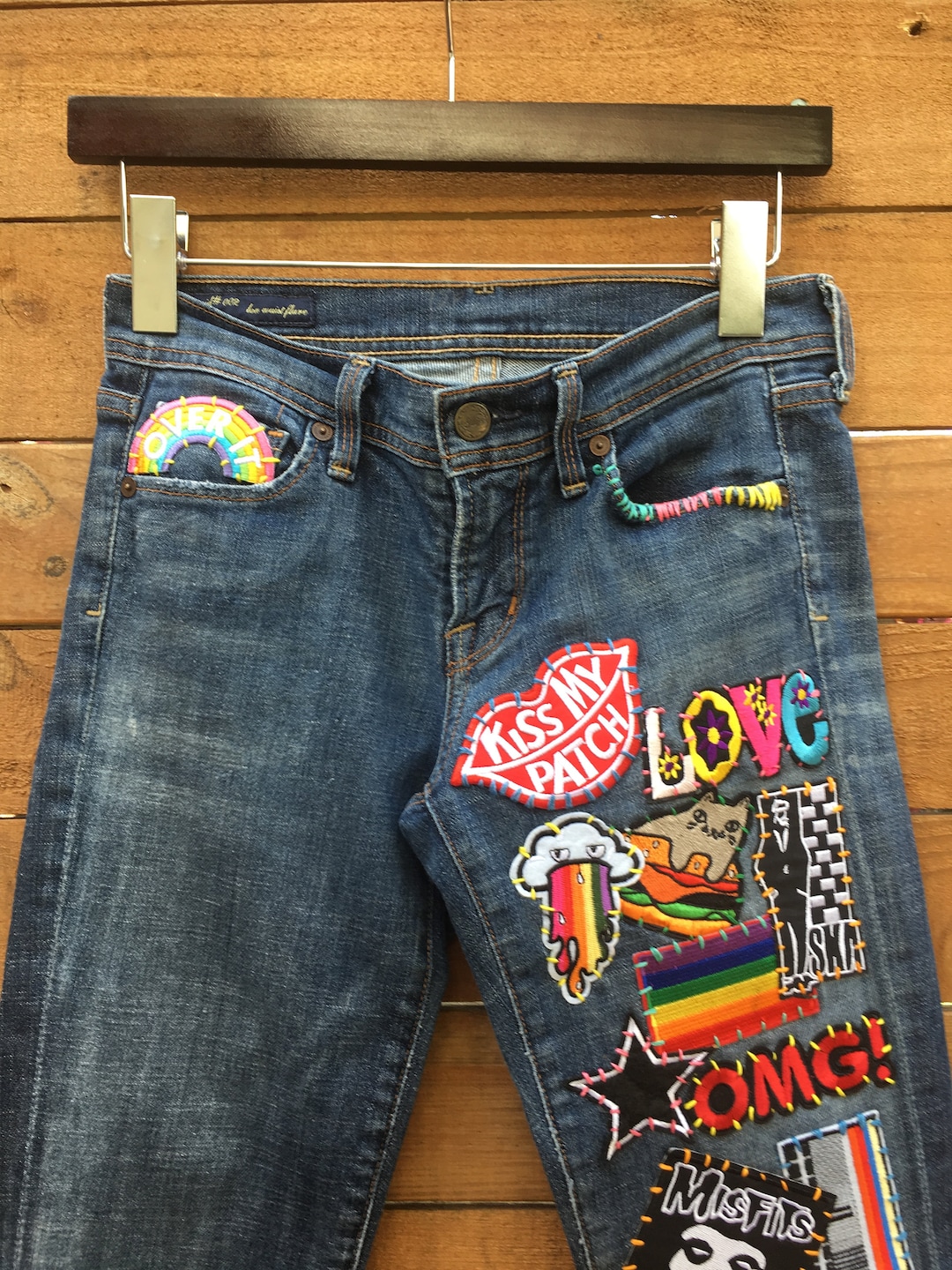 Upcycled Levi's Patched Jeans Custom Reworked Patched Denim Vintage  Boyfriend Jeans Coachella Jeans Hippie Boho One of a Kind 