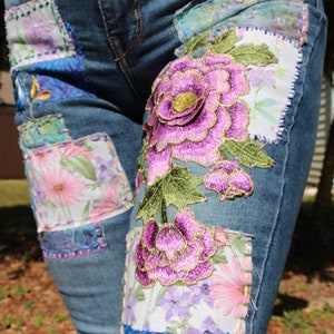 CLEARANCE- Vintage Levi's Jeans | Patched | Embroidered| Upcycled | Unique Jeans | One of A Kind |  Only size 2 / 26 and 10 / 30 available
