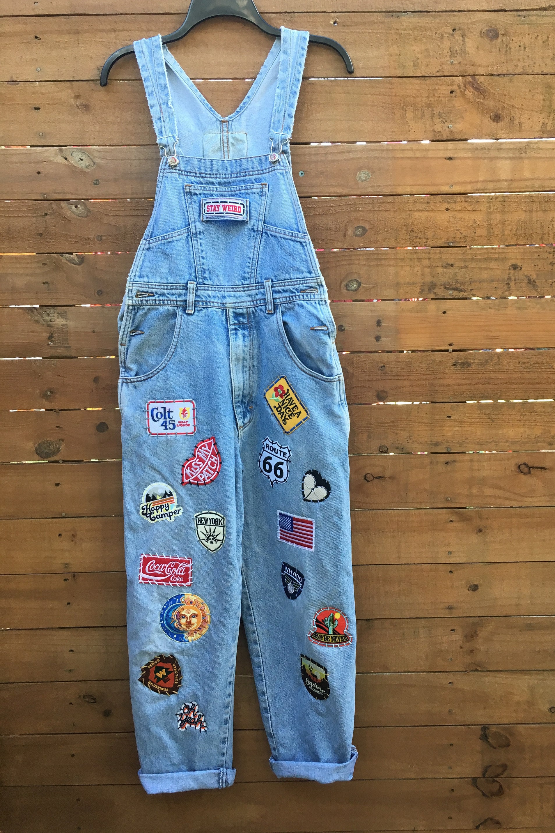 Vintage Overalls Patched Bib Overalls Reworked Custom Etsy