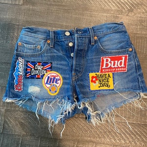 Jean shorts with patches hotsell