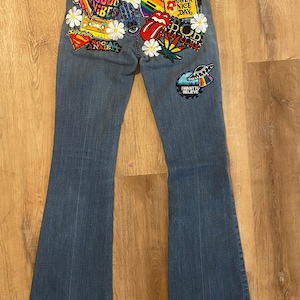 Vintage Flare Jeans Boho Festival Jeans Patched Jeans - Etsy