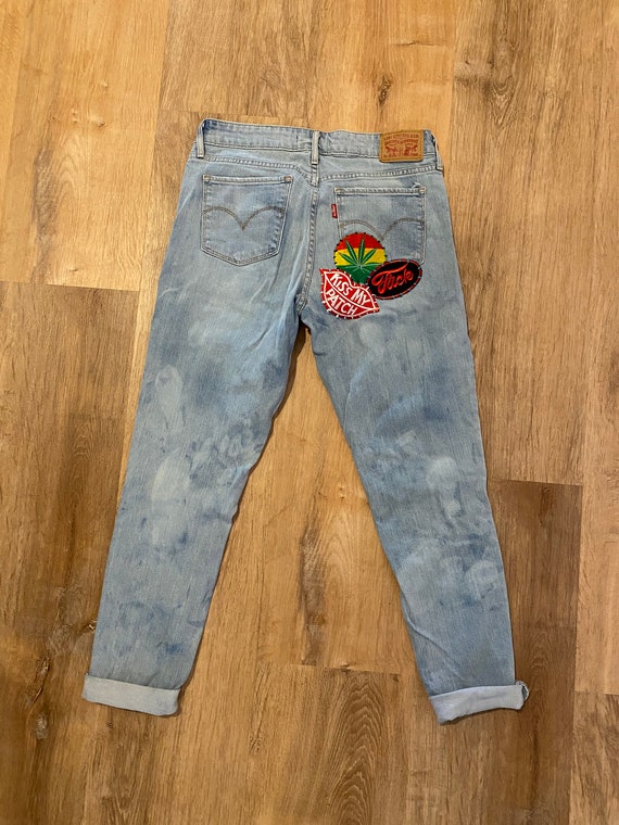 Upcycled Levi s Patched Jeans Custom Reworked Patched Denim