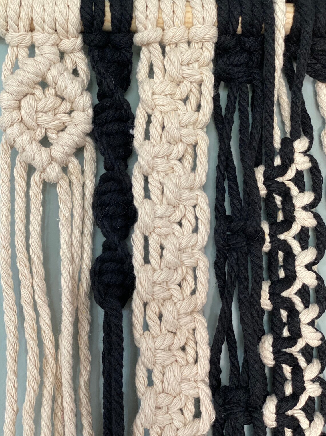 Black and white macrame wall hanging Etsy