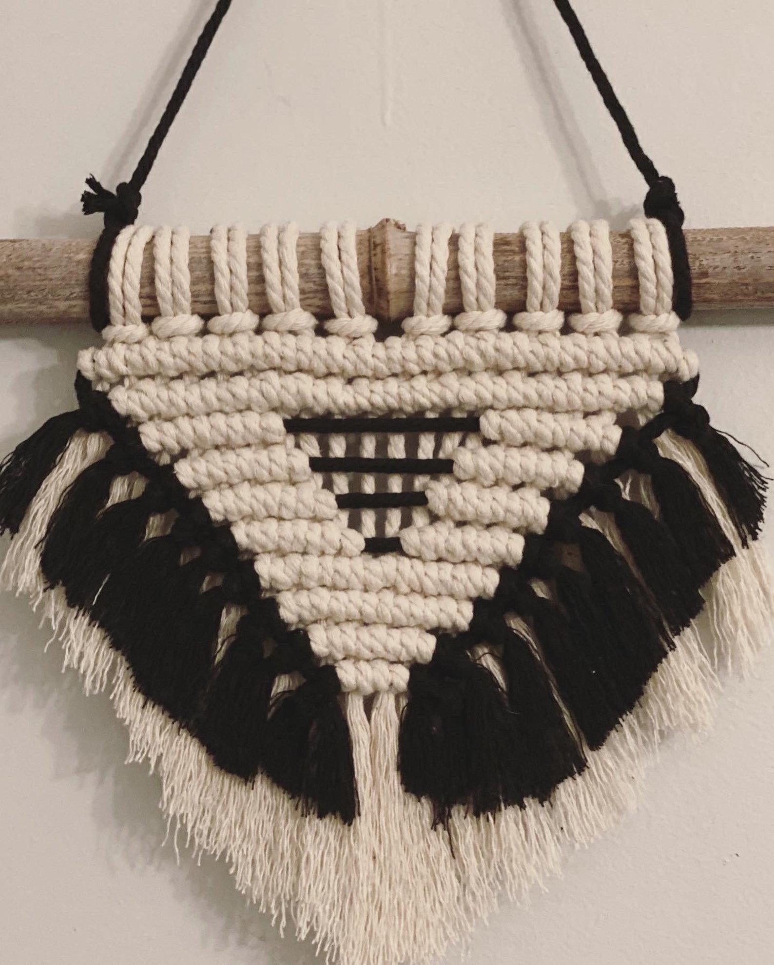 Black and White Macrame Wall Hanging Small Macrame Wall Etsy