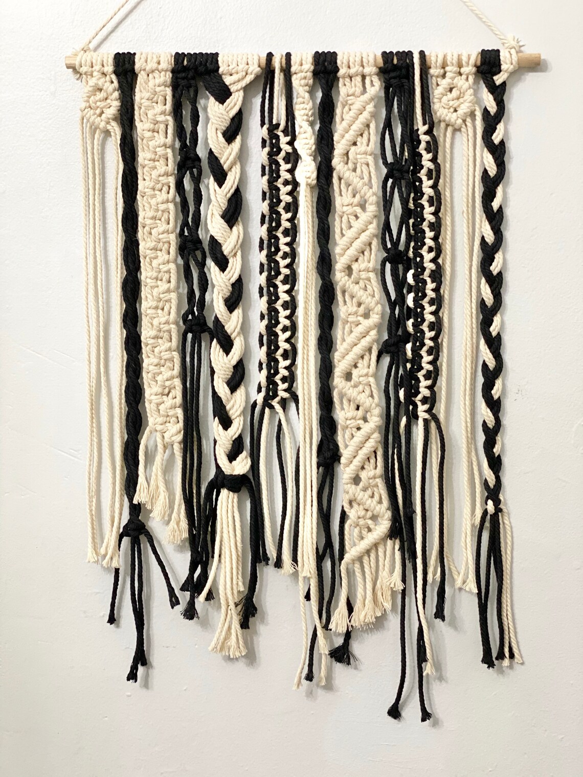 Black and White Macrame Wall Hanging Etsy