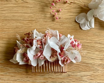 Peigne fleurs séchées "Ouessant" et boutonnière