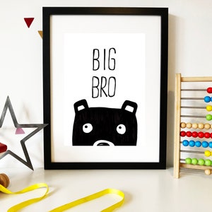 Big Bro Bear Art Print, New Big Brother Gift