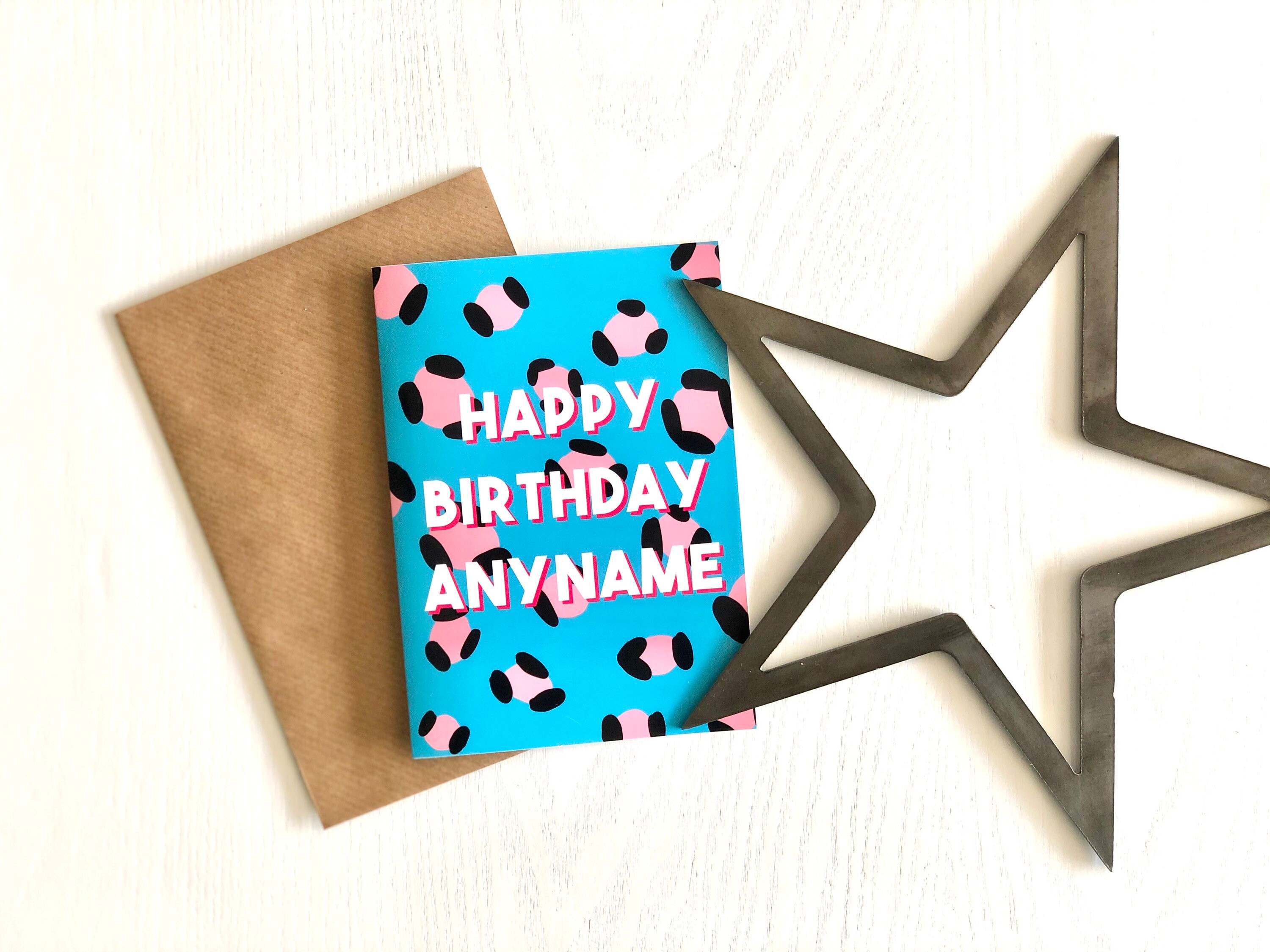 Leopard Print Birthday Card Customisabe Birthday Card Custom Etsy UK