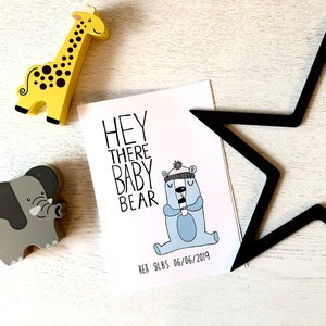 Hey Er Baby Bear gepersonaliseerde nieuwe babykaart voor nieuwe ouders kaart aangepaste kaart voor nieuwe Baby Shower Nieuwe Baby Boy Card Nieuwe Baby Girl Card