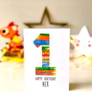 Cartão de primeiro aniversário personalizado, cartão de primeiro aniversário personalizado para crianças, cartão de primeiro aniversário para um ano de idade